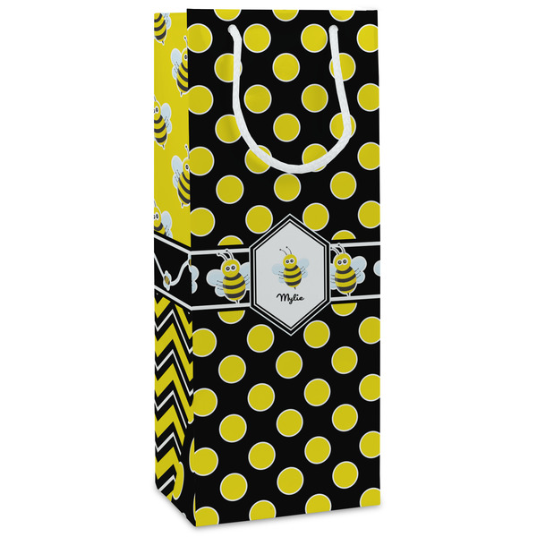 Custom Bee & Polka Dots Wine Gift Bags (Personalized)