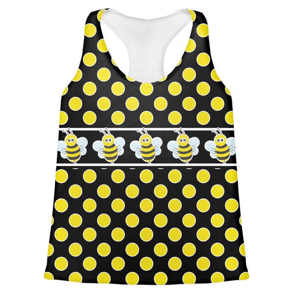 Custom Bee & Polka Dots Womens Racerback Tank Top - X Small
