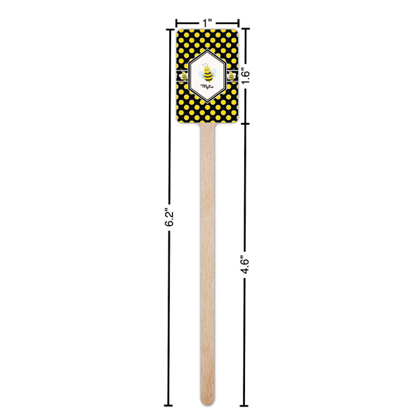 Bee & Polka Dots Wooden 6.25" Stir Stick - Rectangular - Dimensions