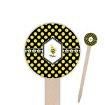 Bee & Polka Dots Round Wooden Food Picks (Personalized)