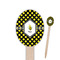 Bee & Polka Dots Wooden Food Pick - Oval - Closeup