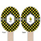 Bee & Polka Dots Wooden Food Pick - Oval - Double Sided - Front & Back