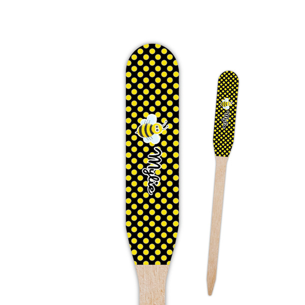 Custom Bee & Polka Dots Paddle Wooden Food Picks (Personalized)