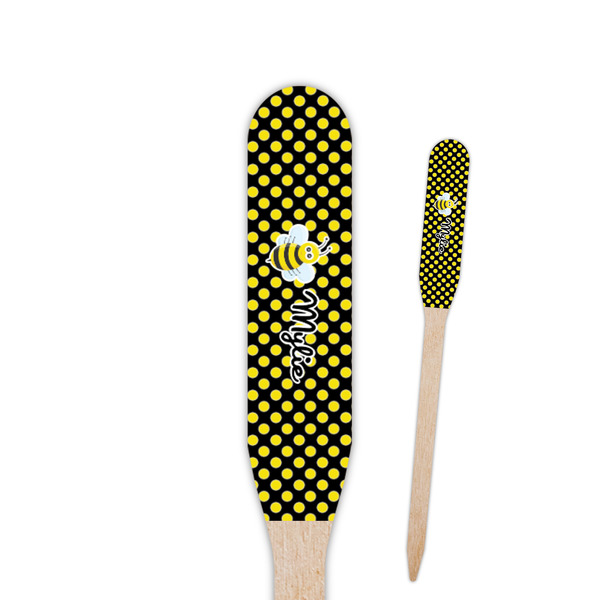 Custom Bee & Polka Dots Paddle Wooden Food Picks (Personalized)