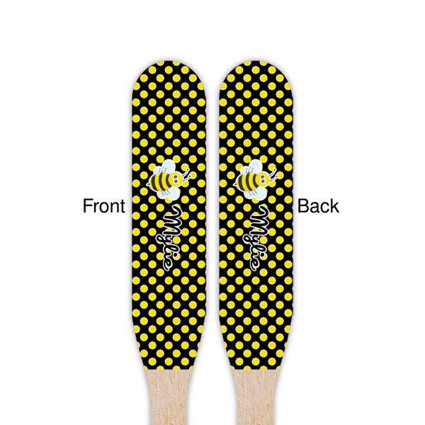 Bee & Polka Dots Wooden Food Pick - Paddle - Double Sided - Front & Back