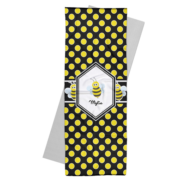 Custom Bee & Polka Dots Yoga Mat Towel (Personalized)