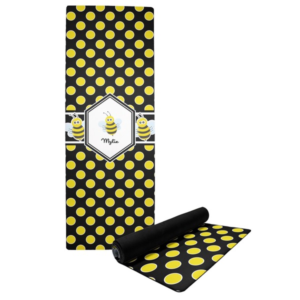 Custom Bee & Polka Dots Yoga Mat (Personalized)