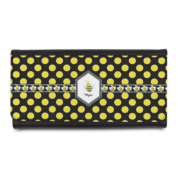 Custom Bee & Polka Dots Leatherette Ladies Wallet (Personalized)