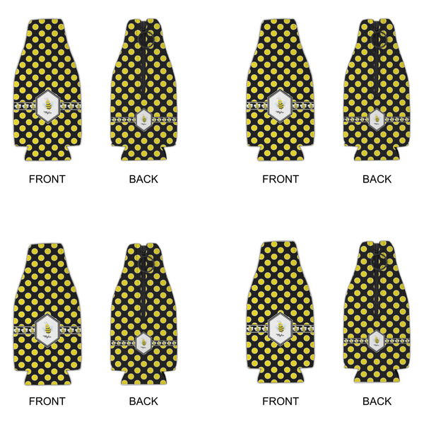 Bee & Polka Dots Zipper Bottle Cooler - Set of 4 - APPROVAL