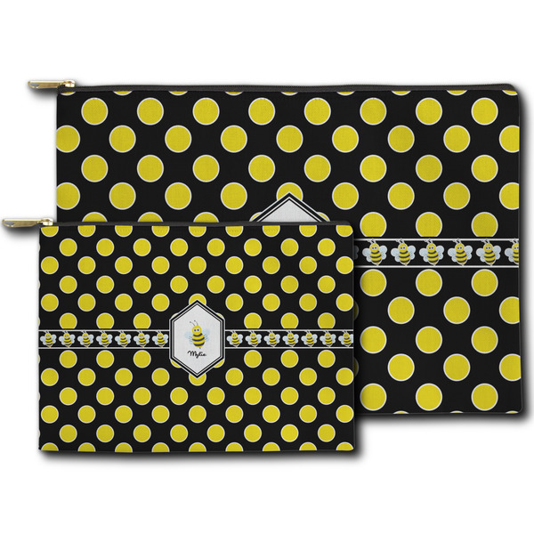 Bee & Polka Dots Zippered Pouches - Size Comparison
