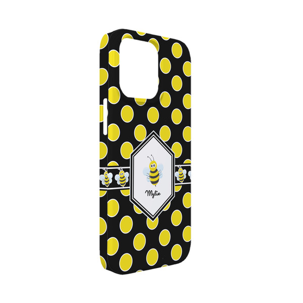 Custom Bee & Polka Dots iPhone Case - Plastic - iPhone 13 Mini (Personalized)