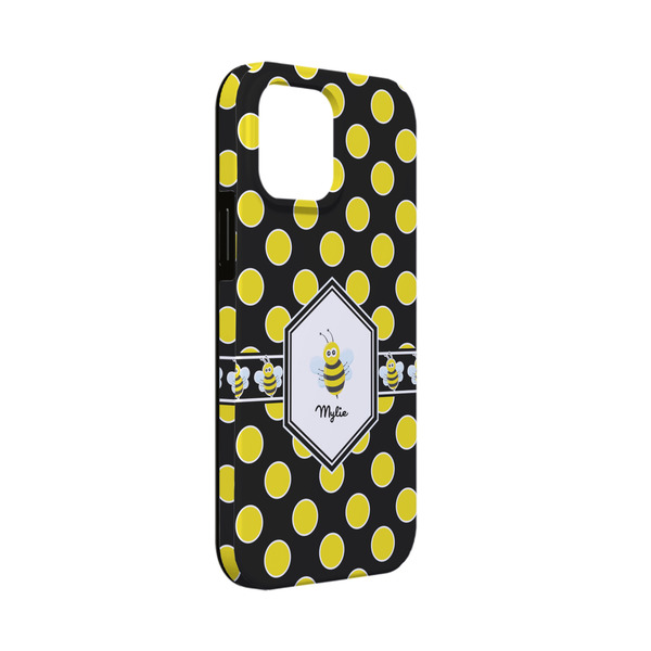 Custom Bee & Polka Dots iPhone Case - Rubber Lined - iPhone 13 Mini (Personalized)