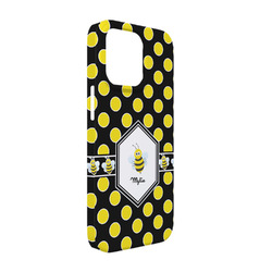 Bee & Polka Dots iPhone Case - Plastic - iPhone 13 Pro (Personalized)