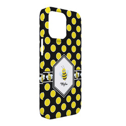 Bee & Polka Dots iPhone Case - Plastic - iPhone 13 Pro Max (Personalized)