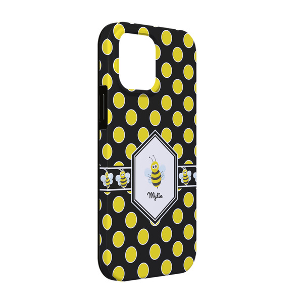 Custom Bee & Polka Dots iPhone Case - Rubber Lined - iPhone 13 (Personalized)