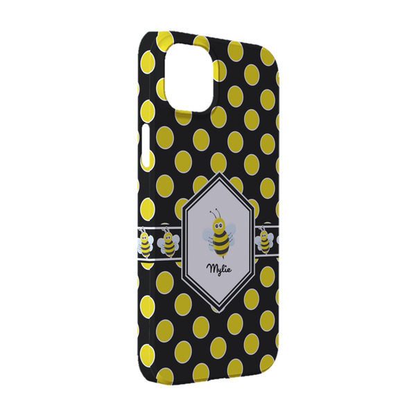 Custom Bee & Polka Dots iPhone Case - Plastic - iPhone 14 (Personalized)
