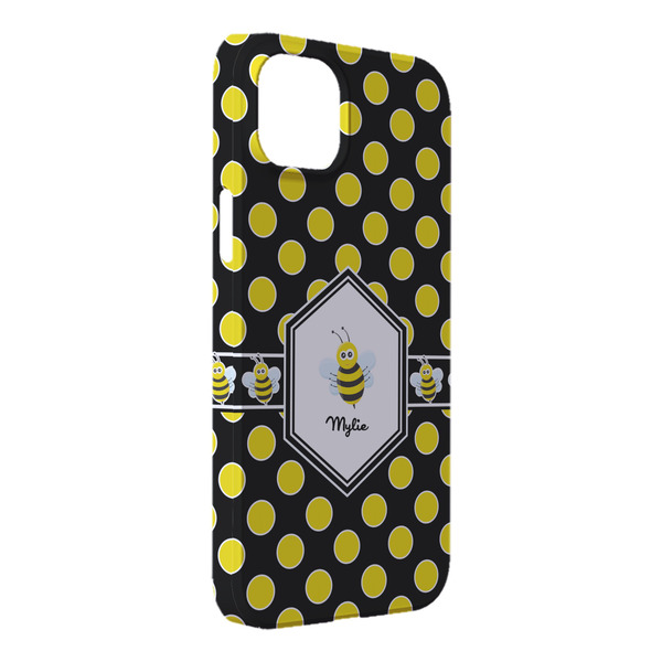 Custom Bee & Polka Dots iPhone Case - Plastic - iPhone 14 Plus (Personalized)