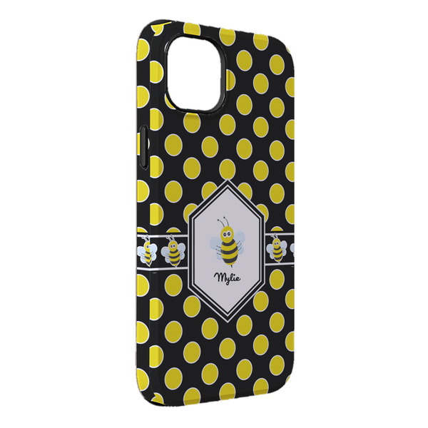 Custom Bee & Polka Dots iPhone Case - Rubber Lined - iPhone 14 Plus (Personalized)