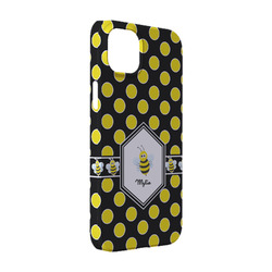 Bee & Polka Dots iPhone Case - Plastic - iPhone 14 Pro (Personalized)