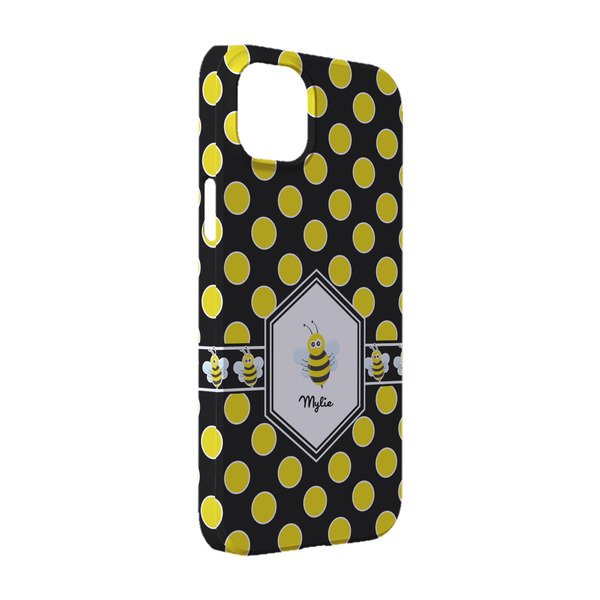 Custom Bee & Polka Dots iPhone Case - Plastic - iPhone 14 Pro (Personalized)