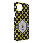 Bee & Polka Dots iPhone Case - Plastic - iPhone 14 Pro Max (Personalized)