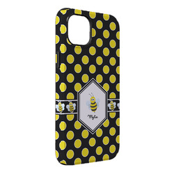 Bee & Polka Dots iPhone Case - Rubber Lined - iPhone 14 Pro Max (Personalized)