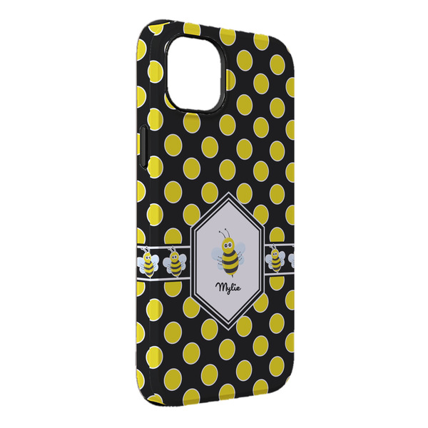 Custom Bee & Polka Dots iPhone Case - Rubber Lined - iPhone 14 Pro Max (Personalized)