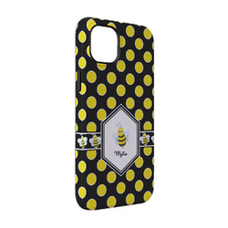 Bee & Polka Dots iPhone Case - Rubber Lined - iPhone 14 Pro (Personalized)