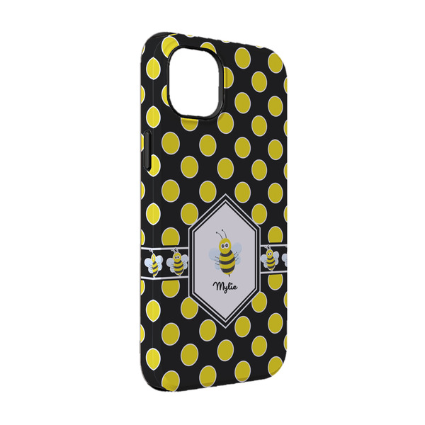 Custom Bee & Polka Dots iPhone Case - Rubber Lined - iPhone 14 Pro (Personalized)