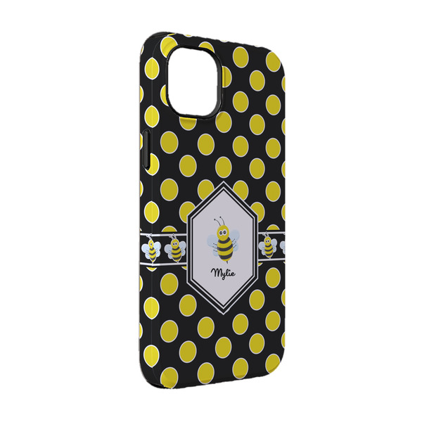Custom Bee & Polka Dots iPhone Case - Rubber Lined - iPhone 14 (Personalized)