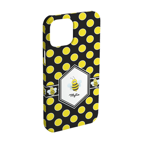 Custom Bee & Polka Dots iPhone Case - Plastic - iPhone 15 (Personalized)