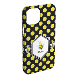 Bee & Polka Dots iPhone Case - Plastic - iPhone 15 Plus (Personalized)