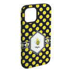 Bee & Polka Dots iPhone Case - Rubber Lined - iPhone 15 Plus (Personalized)