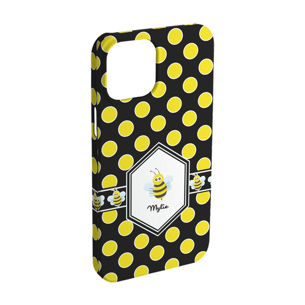 Custom Bee & Polka Dots iPhone Case - Plastic - iPhone 15 Pro (Personalized)