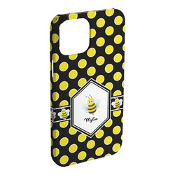 Bee & Polka Dots iPhone Case - Plastic - iPhone 15 Pro Max (Personalized)