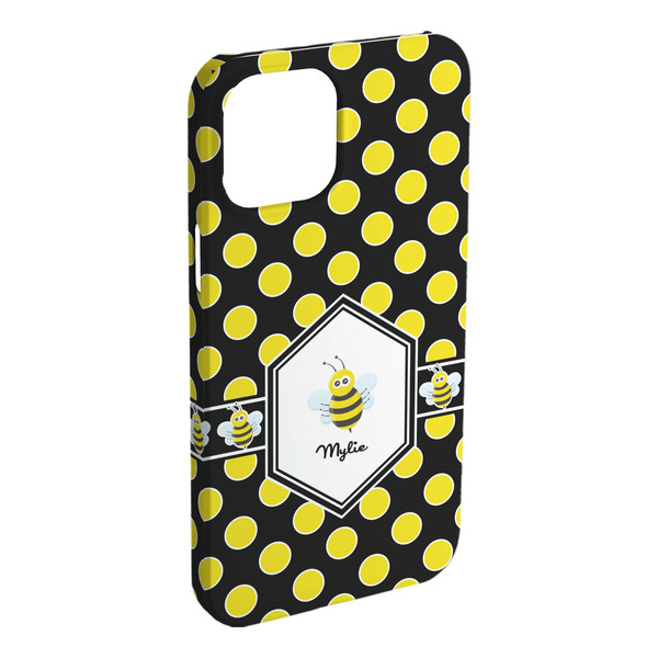 Custom Bee & Polka Dots iPhone Case - Plastic - iPhone 15 Pro Max (Personalized)
