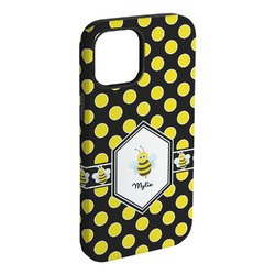 Bee & Polka Dots iPhone Case - Rubber Lined - iPhone 15 Pro Max (Personalized)