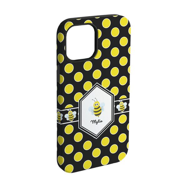 Custom Bee & Polka Dots iPhone Case - Rubber Lined - iPhone 15 (Personalized)