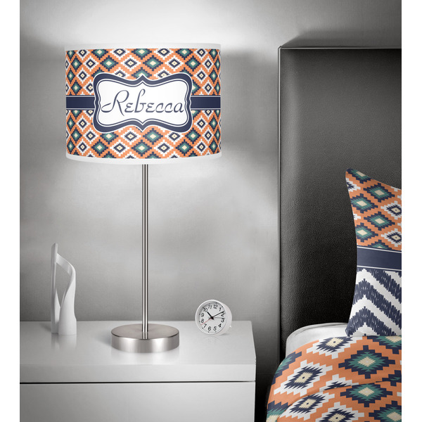 Tribal 13 inch drum lamp shade - in room