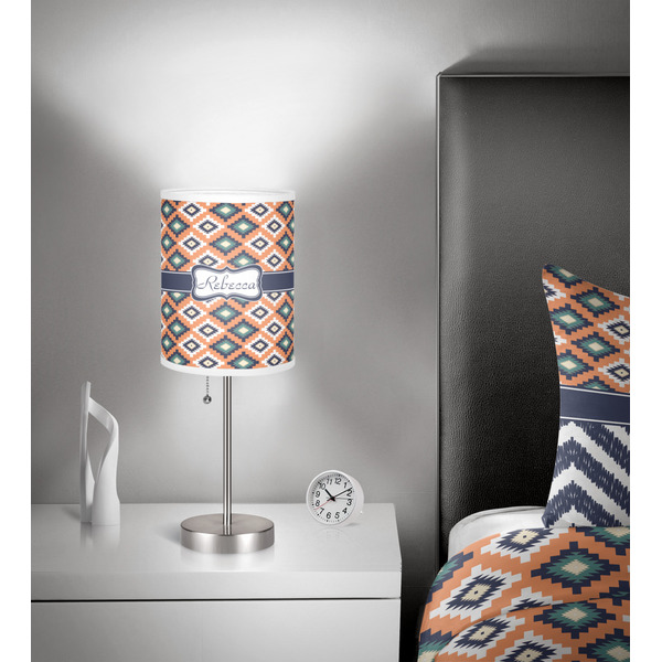 Tribal 7 inch drum lamp shade - in room