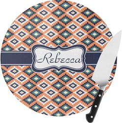 Tribal Round Glass Cutting Board - Small (Personalized)