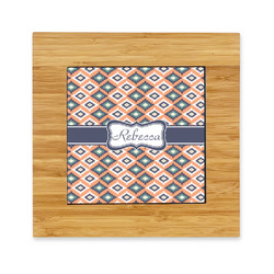 Tribal Bamboo Trivet with Ceramic Tile Insert (Personalized)