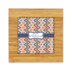Tribal Bamboo Trivet with Ceramic Tile Insert (Personalized)