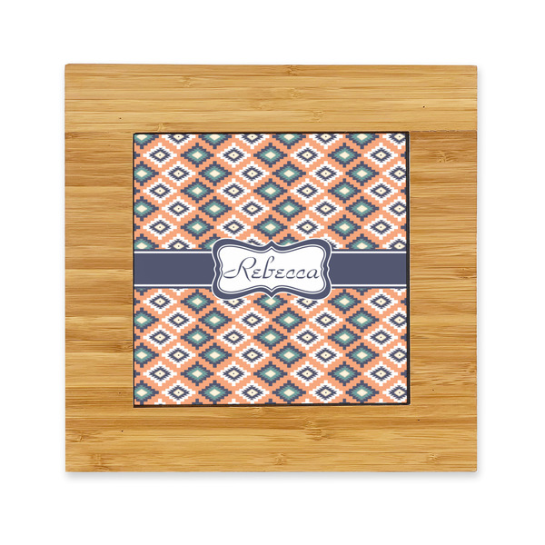Custom Tribal Bamboo Trivet with Ceramic Tile Insert (Personalized)