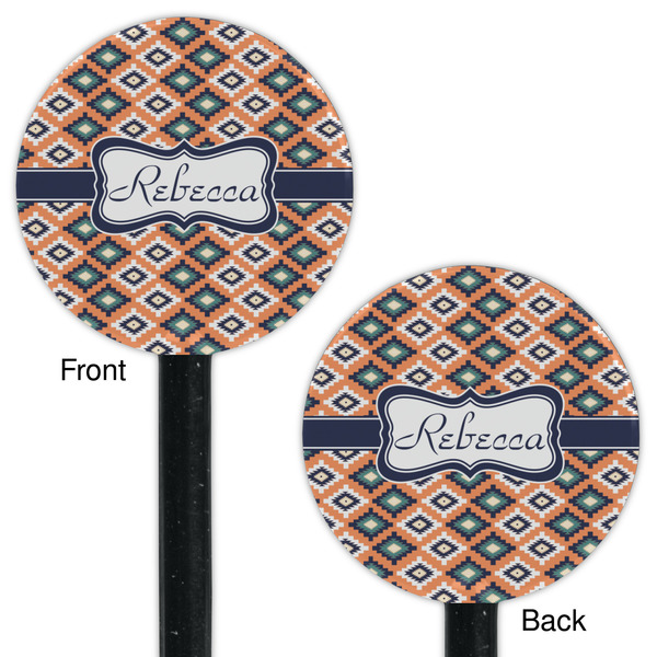 Tribal Black Plastic 5.5" Stir Stick - Double Sided - Round - Front & Back