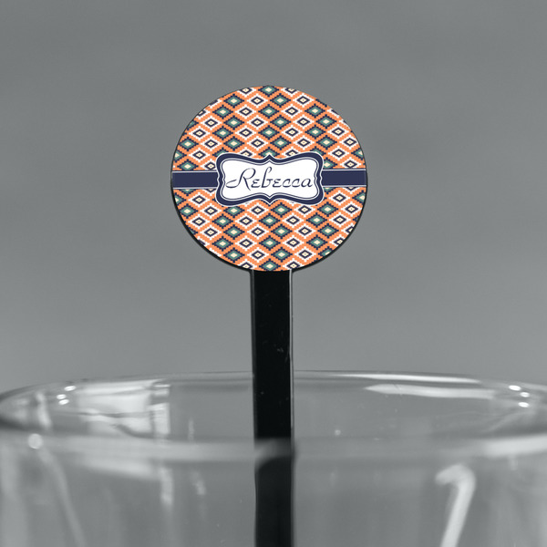 Tribal Black Plastic 7" Stir Stick - Round - Main