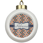 Tribal Ceramic Ball Ornament (Personalized)