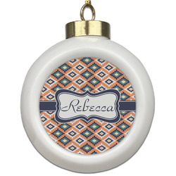 Tribal Ceramic Ball Ornament (Personalized)