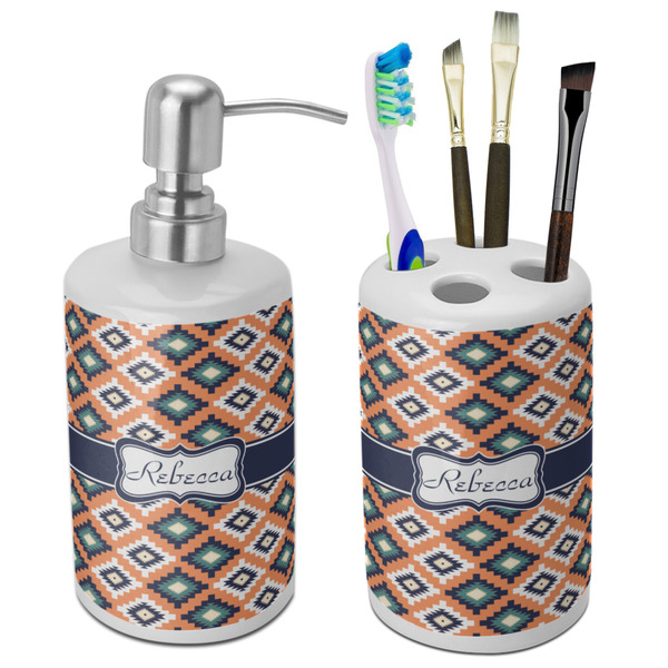 Custom Tribal Ceramic Bathroom Accessories Set (Personalized)