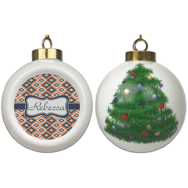 Tribal Ceramic Christmas Ornament - X-Mas Tree (APPROVAL)